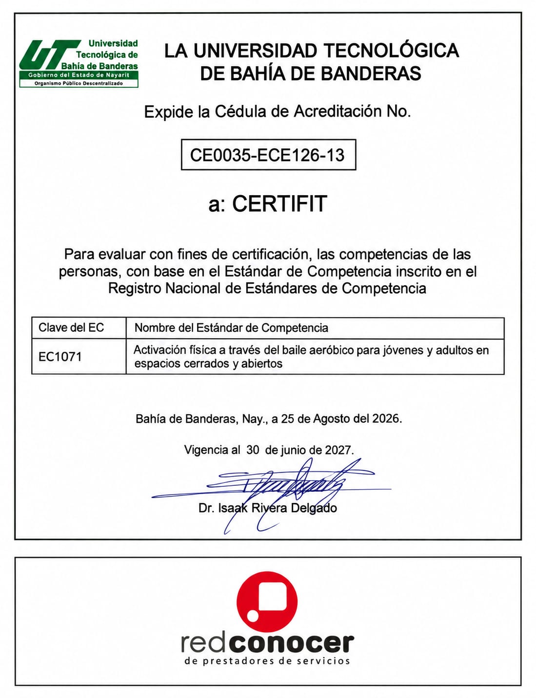 Cédula de acreditación